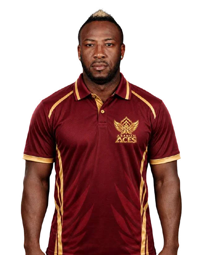 Andre Russell in the Arabian Aces kit